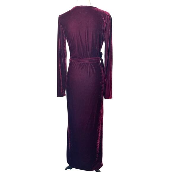 Privacy Please Velvet Merlot Wrap Maxi Dress Size XS Holiday - Picture 5 of 11